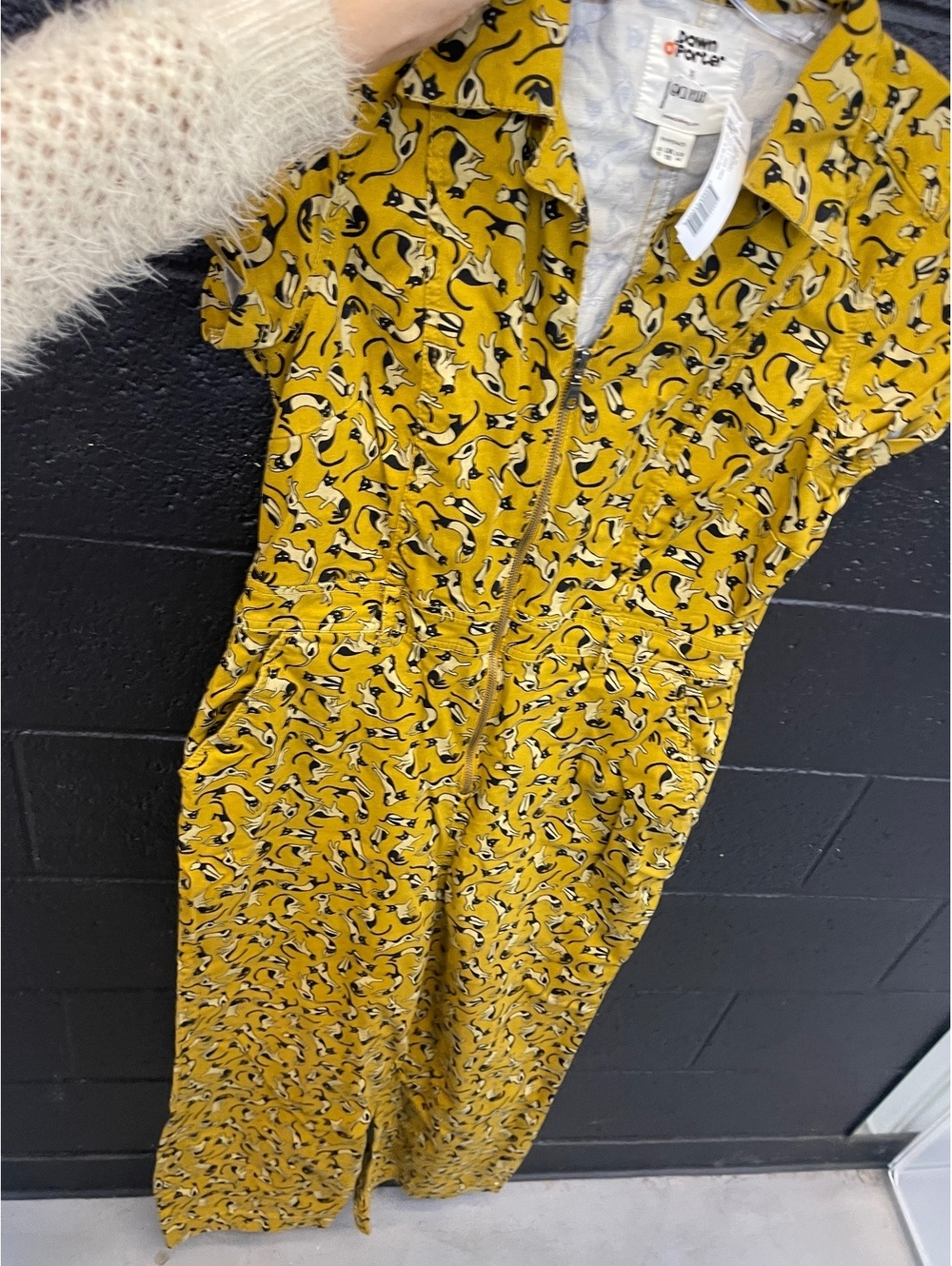 Dawn Porter x Jeans Mustard Yellow Cat Print Jumpsuit [COPY]